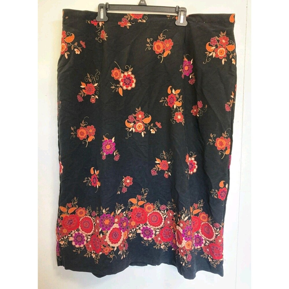 Notations Skirt Womens L Long Black Dark Floral Peasant‎ Goblincore Festival
